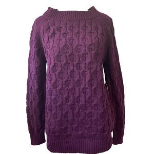 One Grey Day Sweater Womens Small Open Chunky Knit Pullover Elderberry NWT